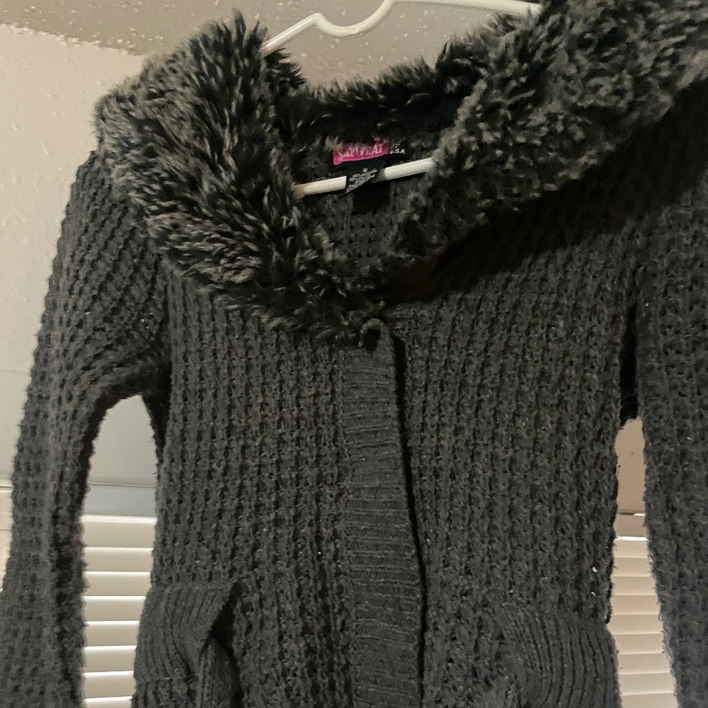 Say What Sweater with fur collar Size S